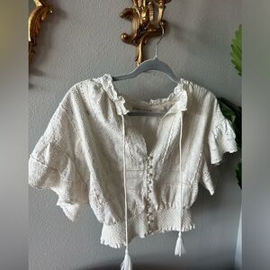 Alice + Olivia Tabitha eyelet top white size XS